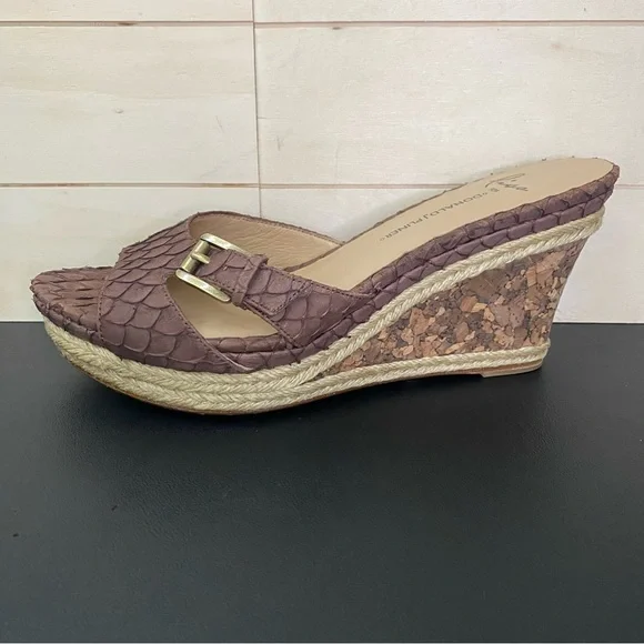 Donald Pliner Lisa Wedge Sandals Women's Size 7.5 Shoes Snakeskin Espadrille - Picture 4 of 11